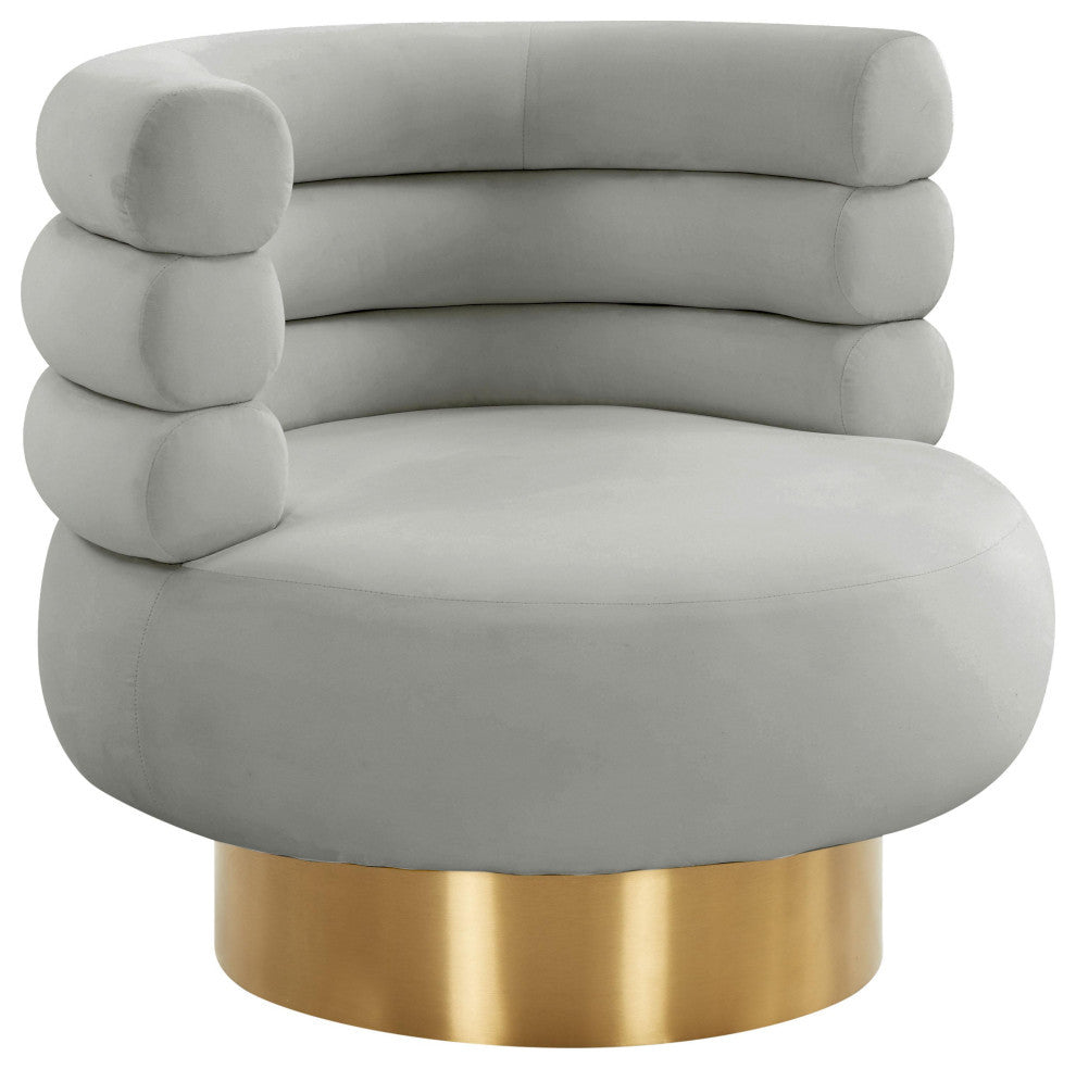 Naomi Grey Velvet Swivel Chair