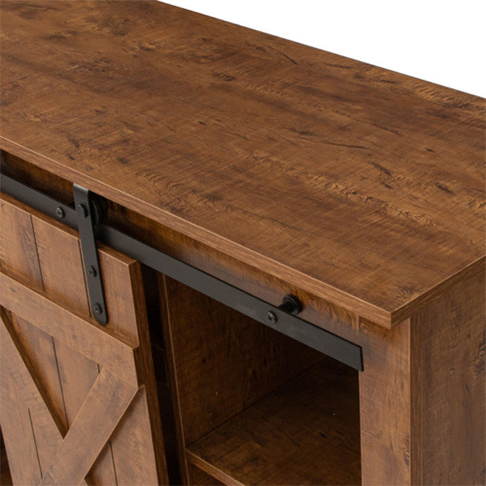 Farmhouse walnut TV stand 65 inch flat media console table storage wood cabinet