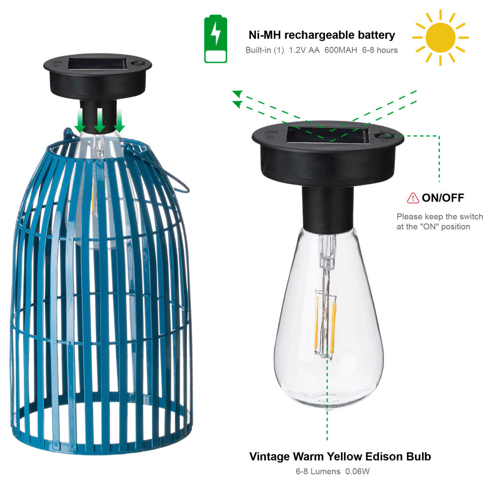Metal Woven Solar Powered Hanging Lantern, 2-Piece Set