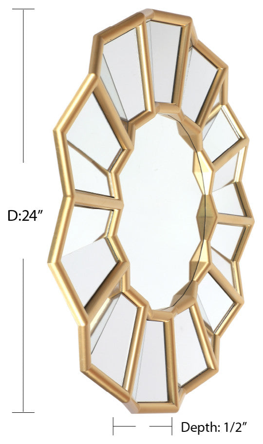 24" Round Gold Wall Mirror