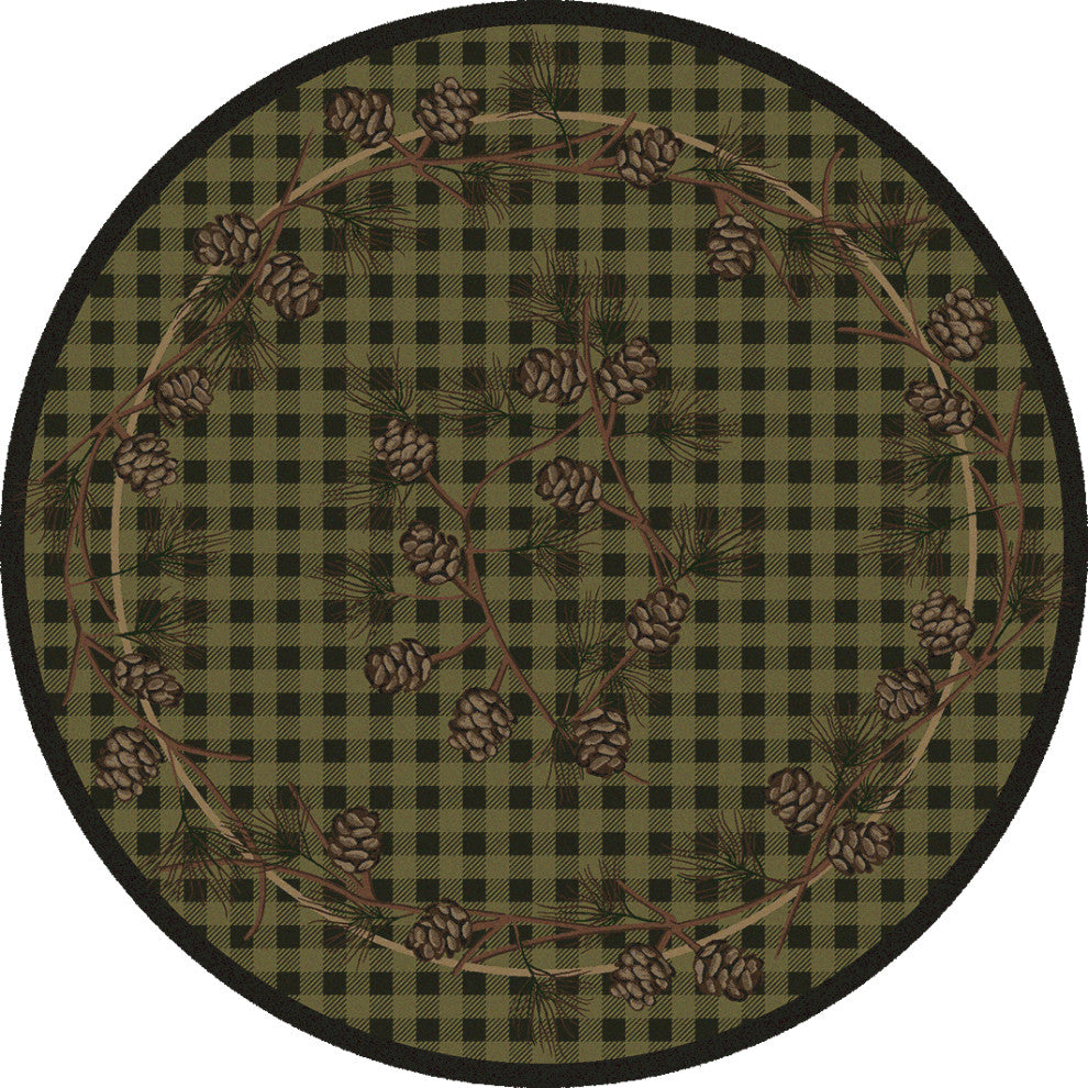 Wooded Pines, Green, 8' Round