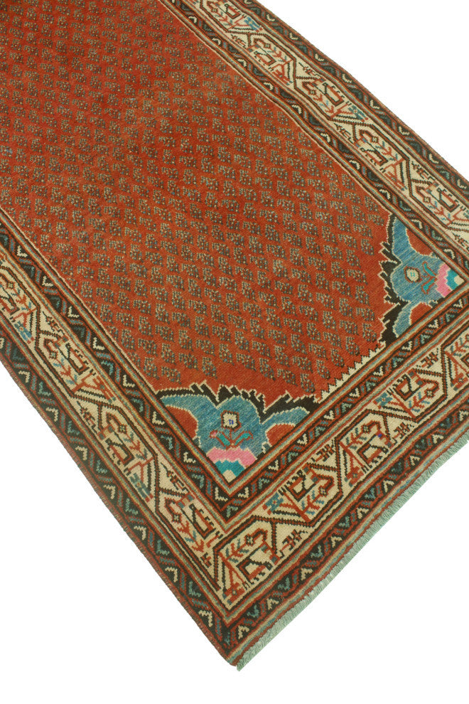 Fine Vintage Distressed Niloufar Rust/Beige Runner, 3'3x10'0