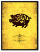 Pig Chinese Zodiac Yellow Print on Canvas with Picture Frame, 22"x29"