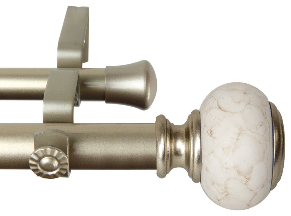 Hadley 1" Diameter Double Curtain Rod, Gold, 48-84"