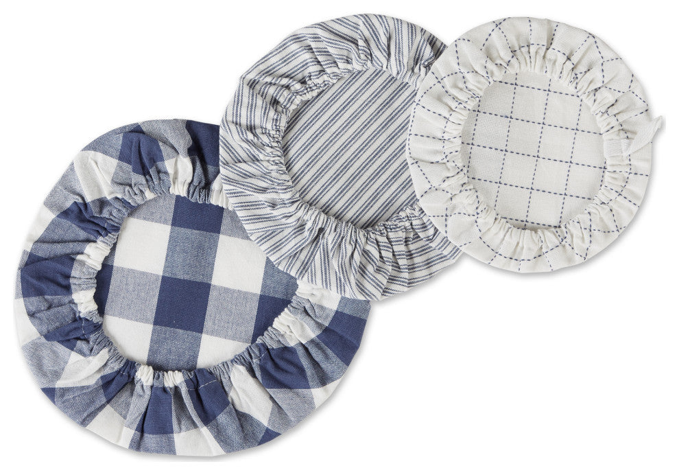 DII Asst French Blue Farmhouse Woven Dish Cover (Set of 3)