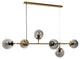 Ilbono | Nordic LED Pendant Light in the Shape of Glass Ball for Dining Room, Gold, Smoky Glass, Cool Light