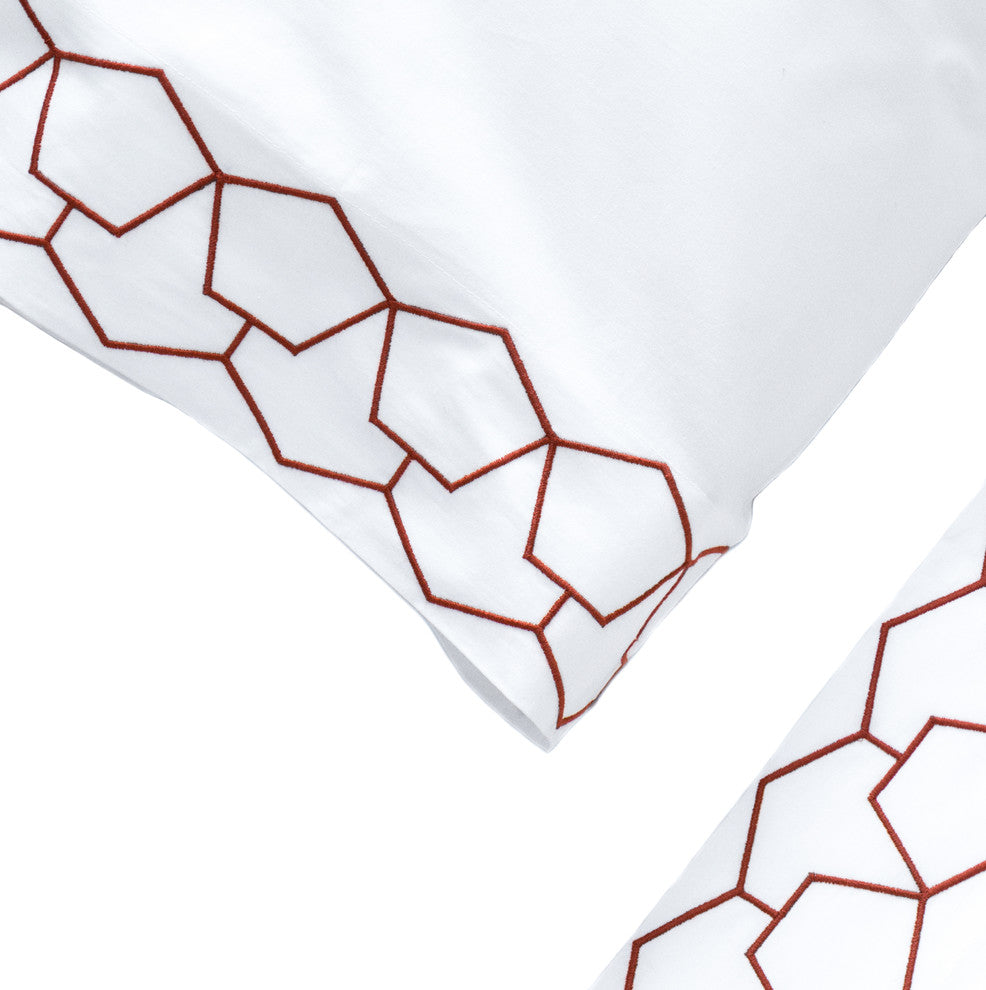 Hex Pillowcases, Set of 2, Brick, Standard