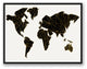 Geometric World Map 30x40 Black Floating Framed Canvas