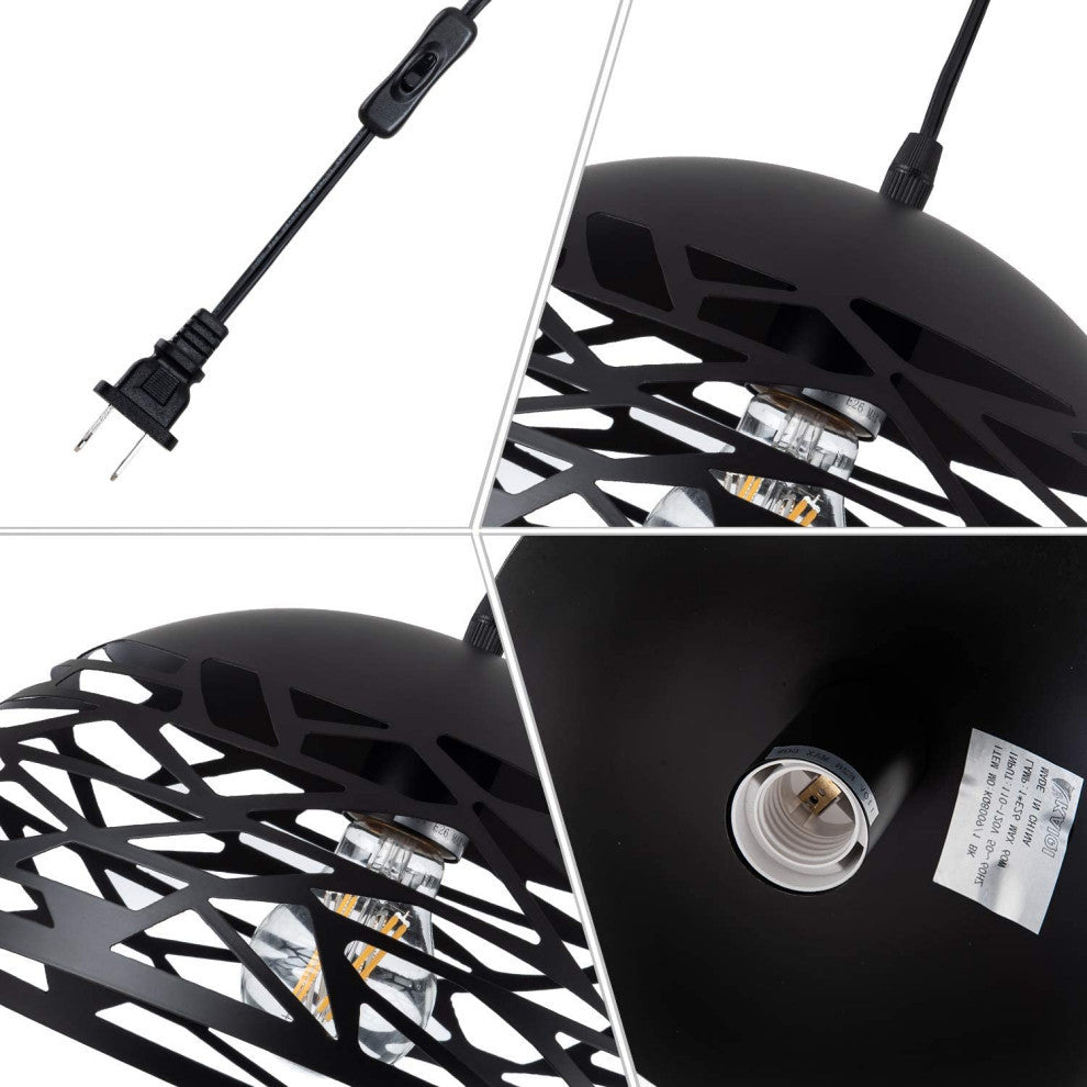 Modern Black Hanging Light Plug in Pendant Light Fixture