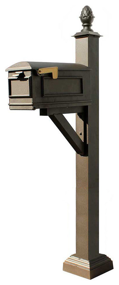 Westhaven System-Lewiston Mailbox, Square Collar, Pineapple Finial, Bronze