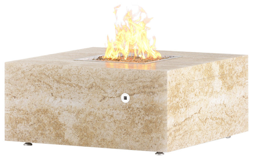 Famosa Fire Pit Table 40"x40"x18" Cafe Creme, Bottled Propane