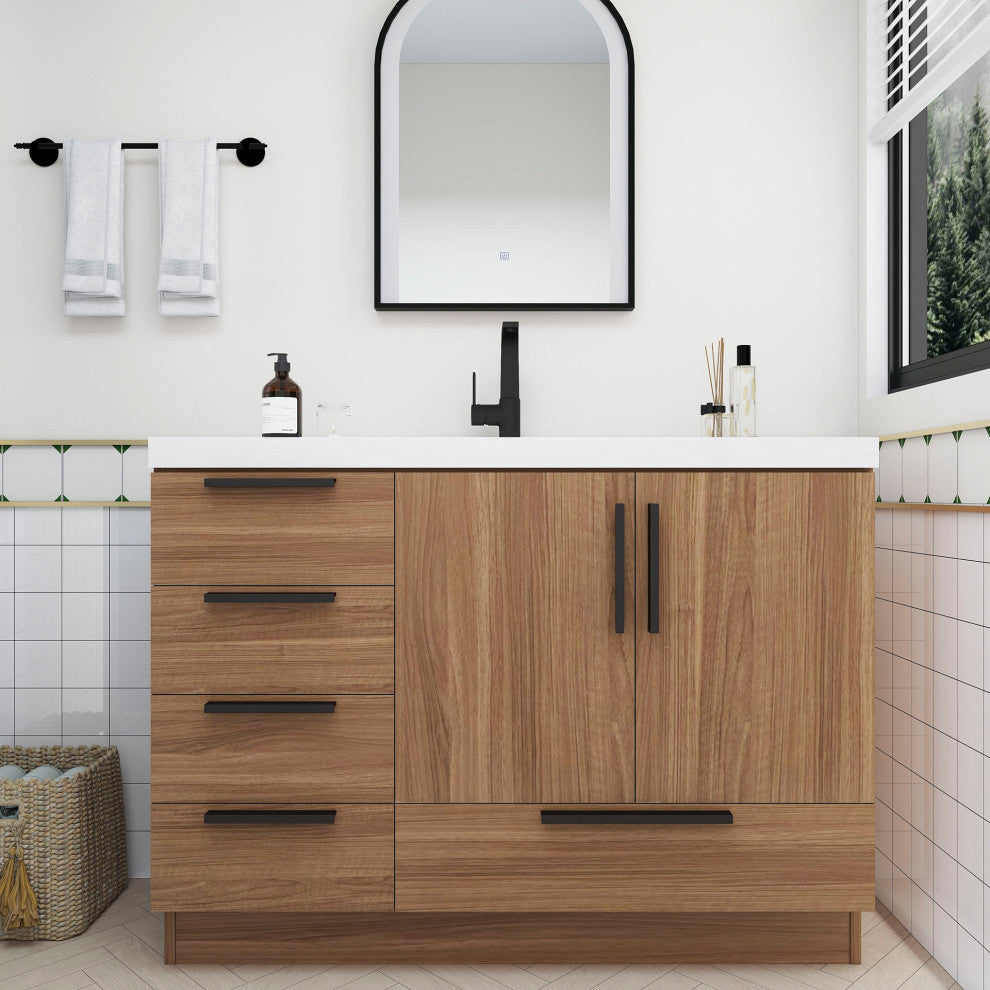 Carla 48" Freestanding Bathroom Vanity, Rosewood
