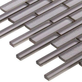 Modket Taupe Gray Glass Texture Blend Mosaic Tile Wall Backsplash TDH504MG