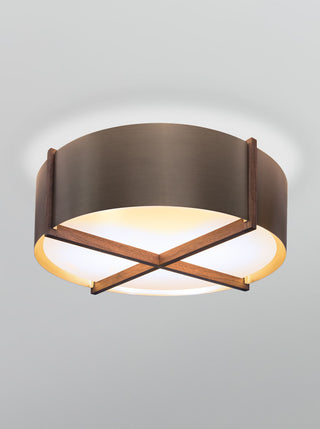 Plura 24 Flushmount, Walnut, Distressed Brass, Integrated Led - 3500k - P1 Driver
