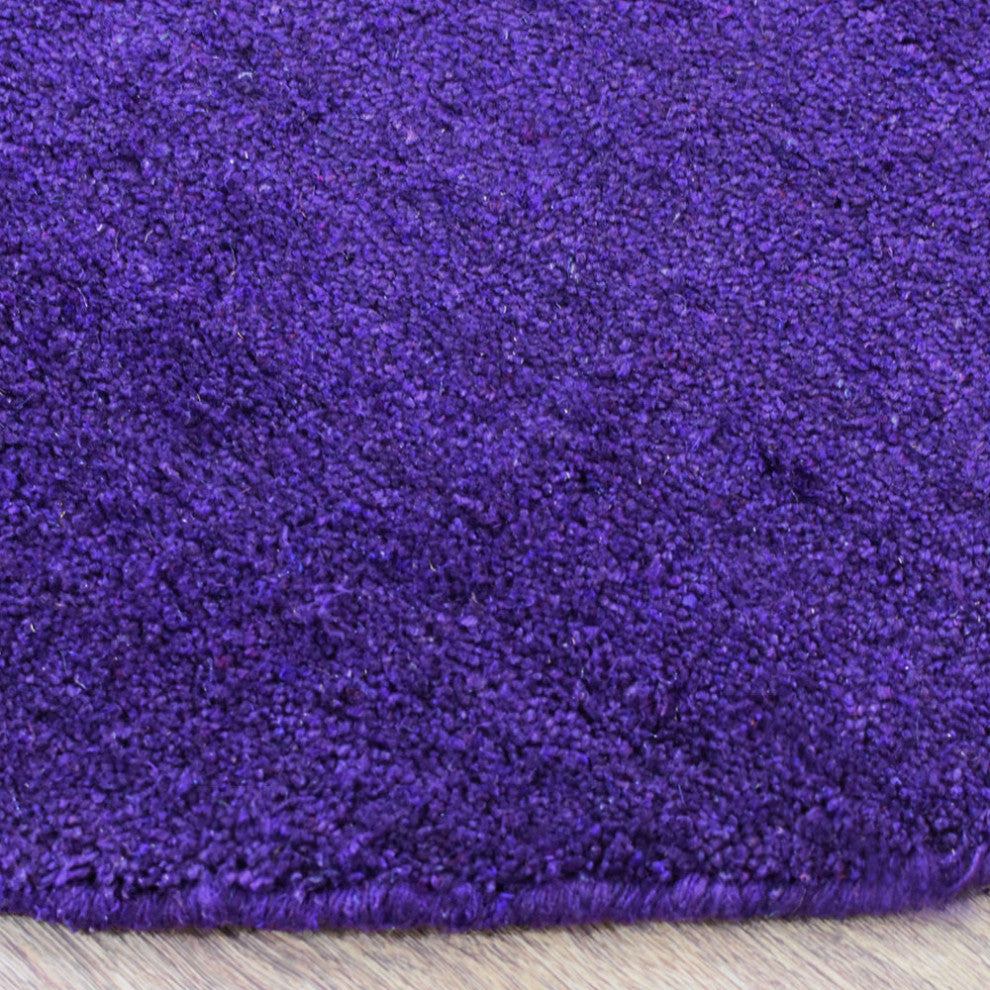 Hand Knotted Loom Silk Mix Area Rug Solid Purple