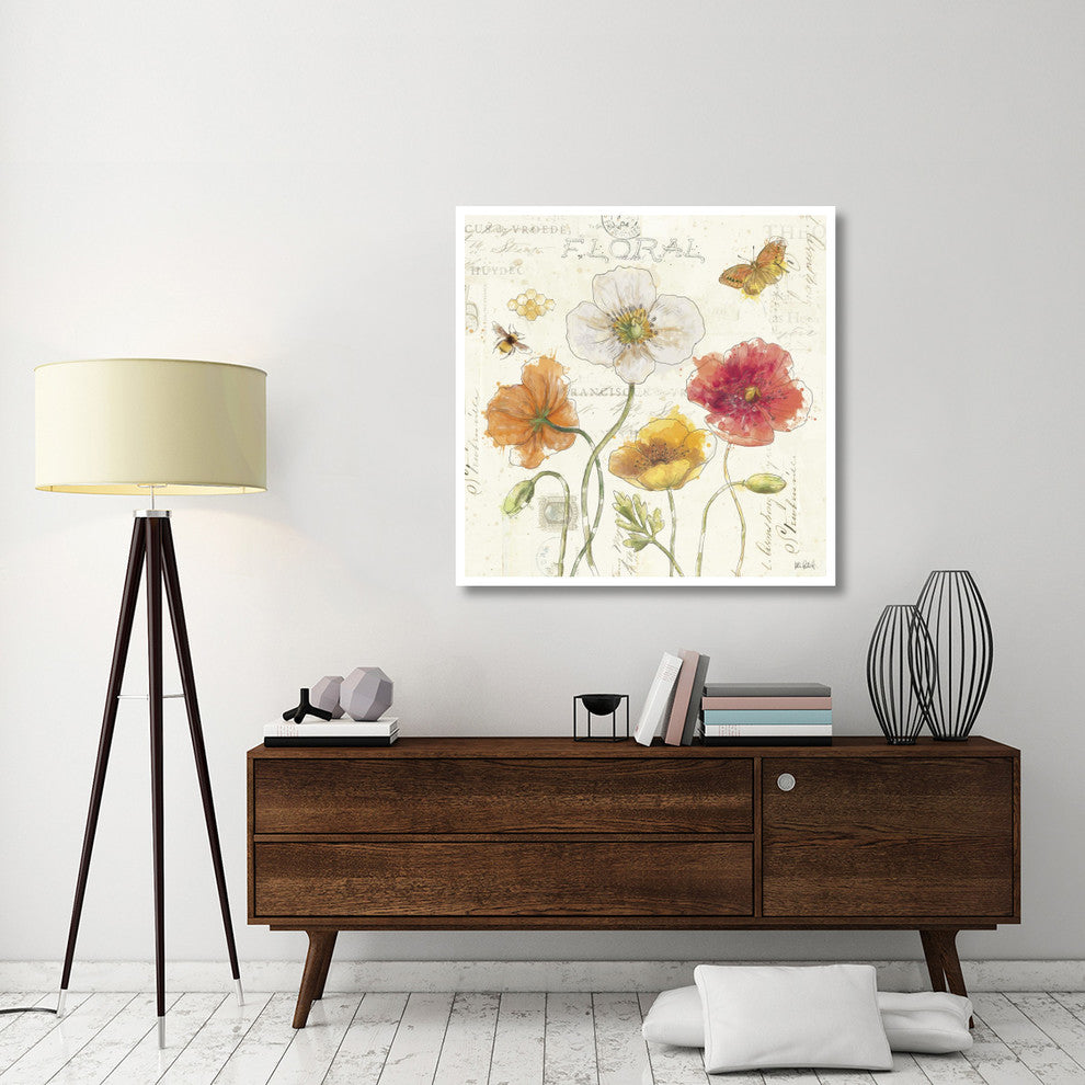"Painted Poppies III" Digital Paper Print by Katie Pertiet, 42"x42"