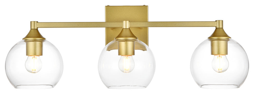 3 Light Brass And Clear Bath Sconce