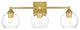 3 Light Brass And Clear Bath Sconce
