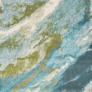 Watercolors Teal Abstract Plush Area Rug, 6'7"x9'6"