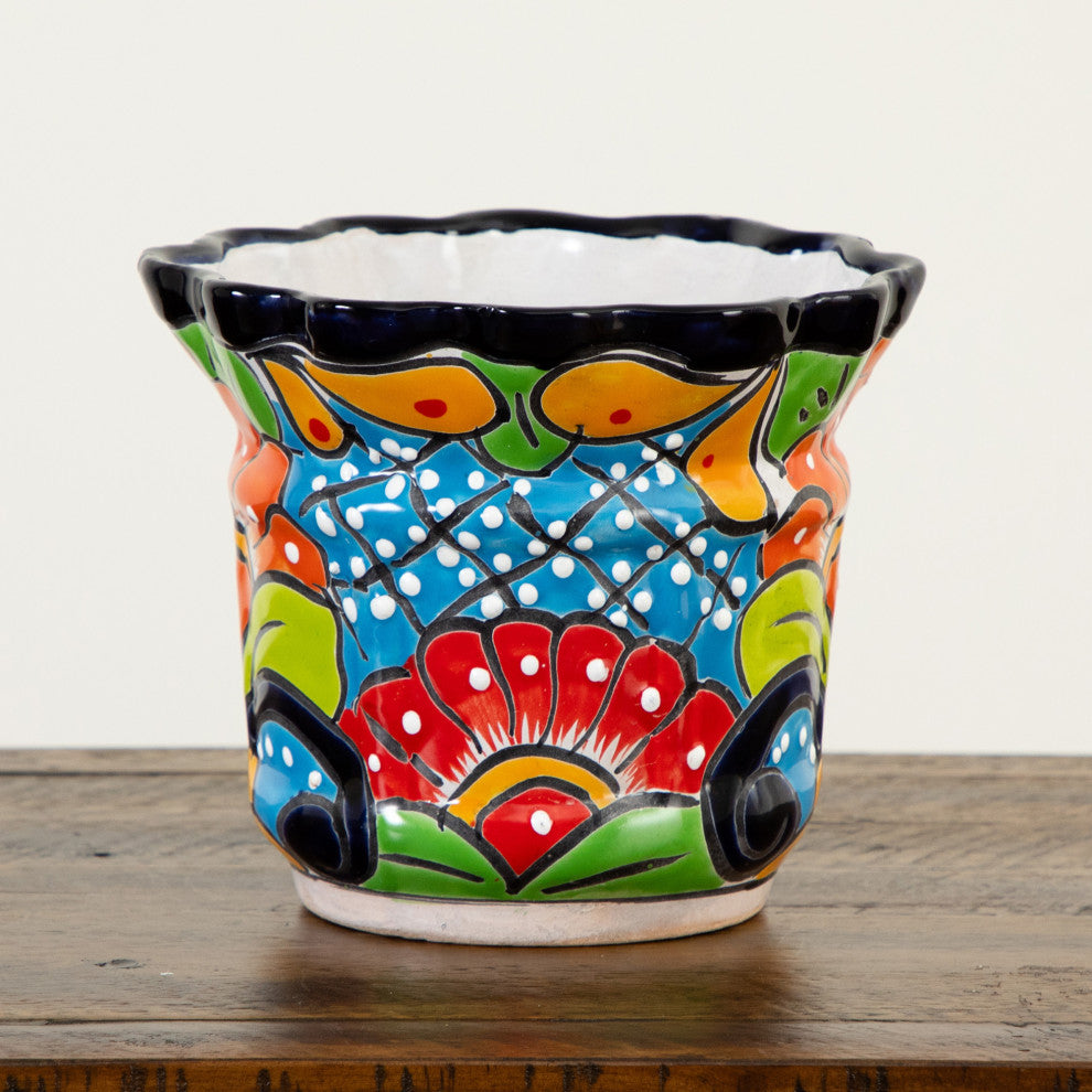 7in. x 8in. Handmade Mexican Talavera Ceramic Planter