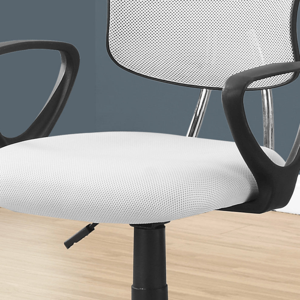 White Polyester Seat Swivel Adjustable Task Chair Mesh Back Plastic Frame