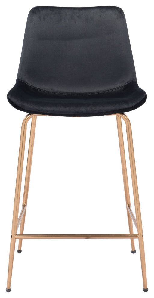 Counter Stool Chair, Steel Metal, Fabric, Black, Gold, Bar Kitchen Cafe Bistro