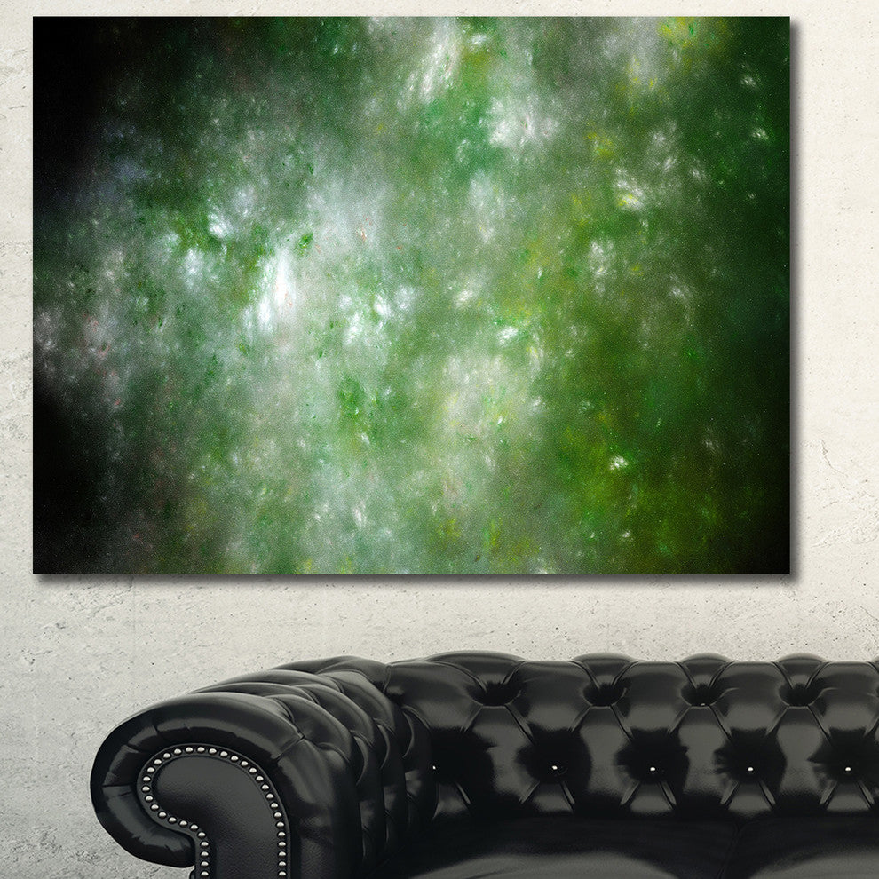 Blur Green Starry Fractal Sky, Oversized Abstract Canvas Art Print, 60x40