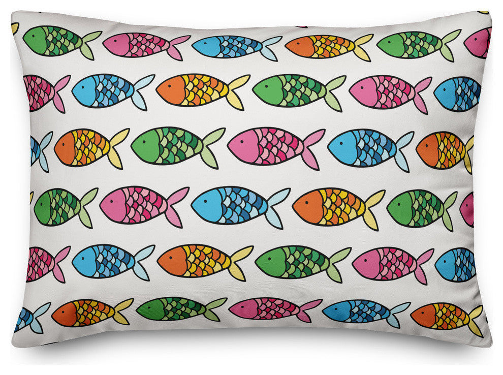 Colorful Fish Pattern 14x20 Throw Pillow Cover