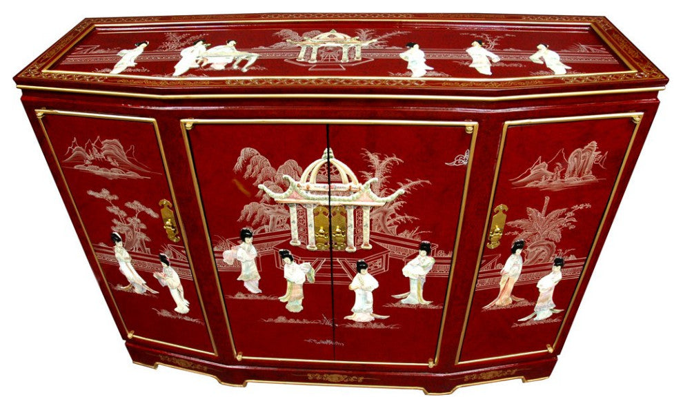 Slant Front Cabinet, Red
