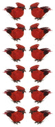 Crimson Bird Christmas Ornaments, Red, Set of 12, 3.5"