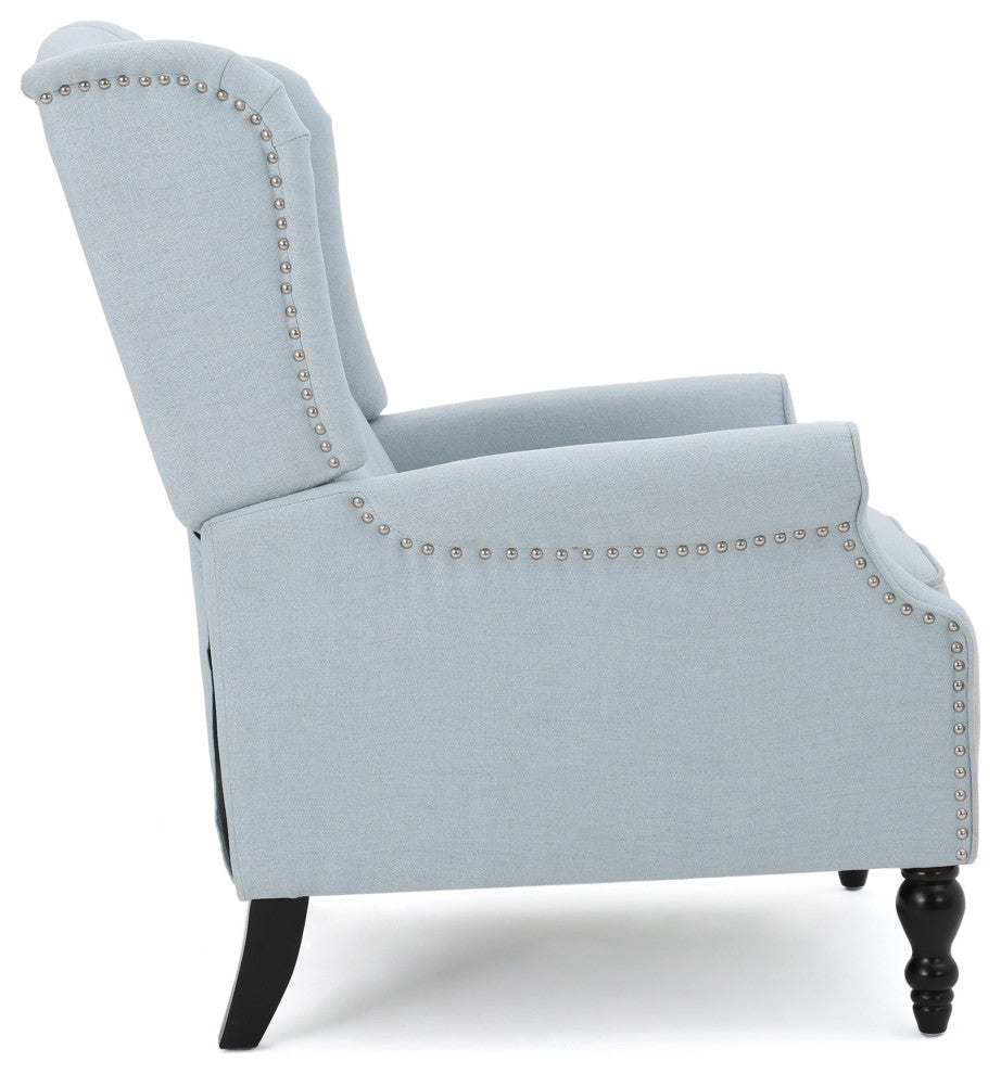 GDF Studio Elizabeth Tufted Back Recliner, Light Sky/Fabric