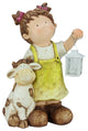 17.5" Young Girl Gnome With Cow and Lantern Outdoor Garden Patio Figure