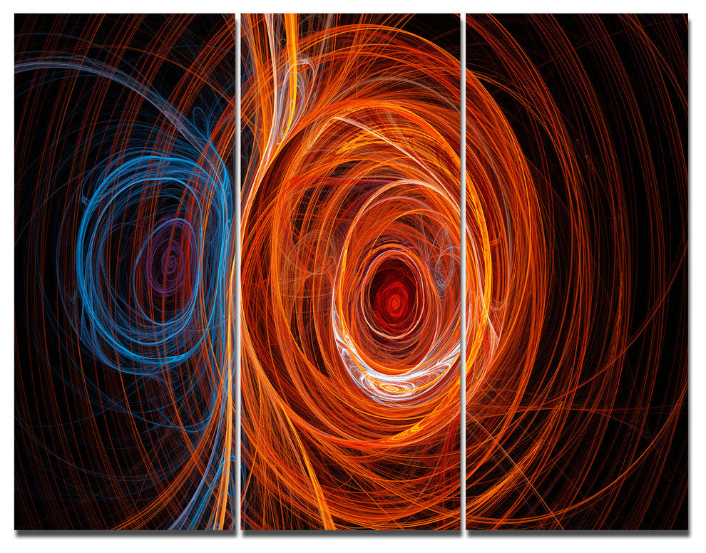Brown Abstract Fractal Circles, Abstract Triptych Canvas Print, 36x28, 3 Panels