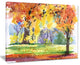 "Autumn Park Yellow Trees Watercolor" Landscape Wall Wall Art, 20"x12"