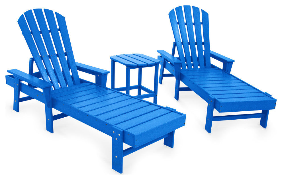 POLYWOOD South Beach Chaise 3-Piece Set, Pacific Blue