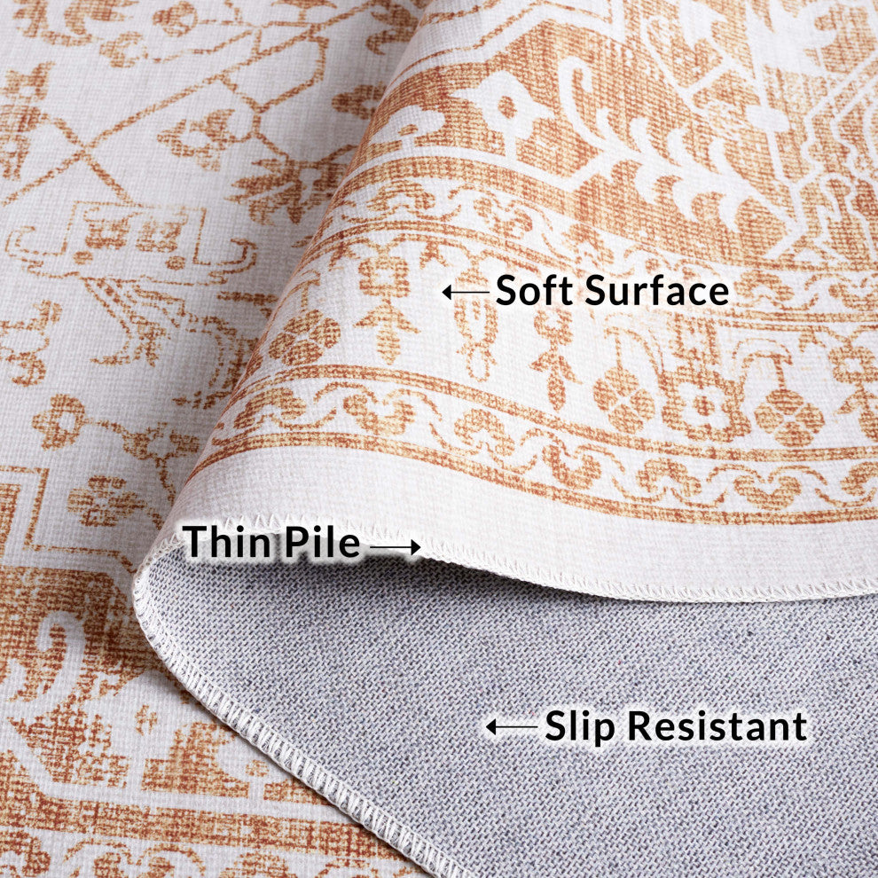 Safavieh Arizona Machine-Washable Collection ARZ127 Rug, Beige/Gold, 5'x8'