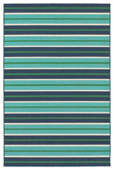 Oriental Weavers Meridian Blue/Green Stripe Indoor/Outdoor Rug 7'10"X10'10"