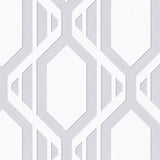 Shades, Damask Geometric Graphic White, Gray Wallpaper Roll