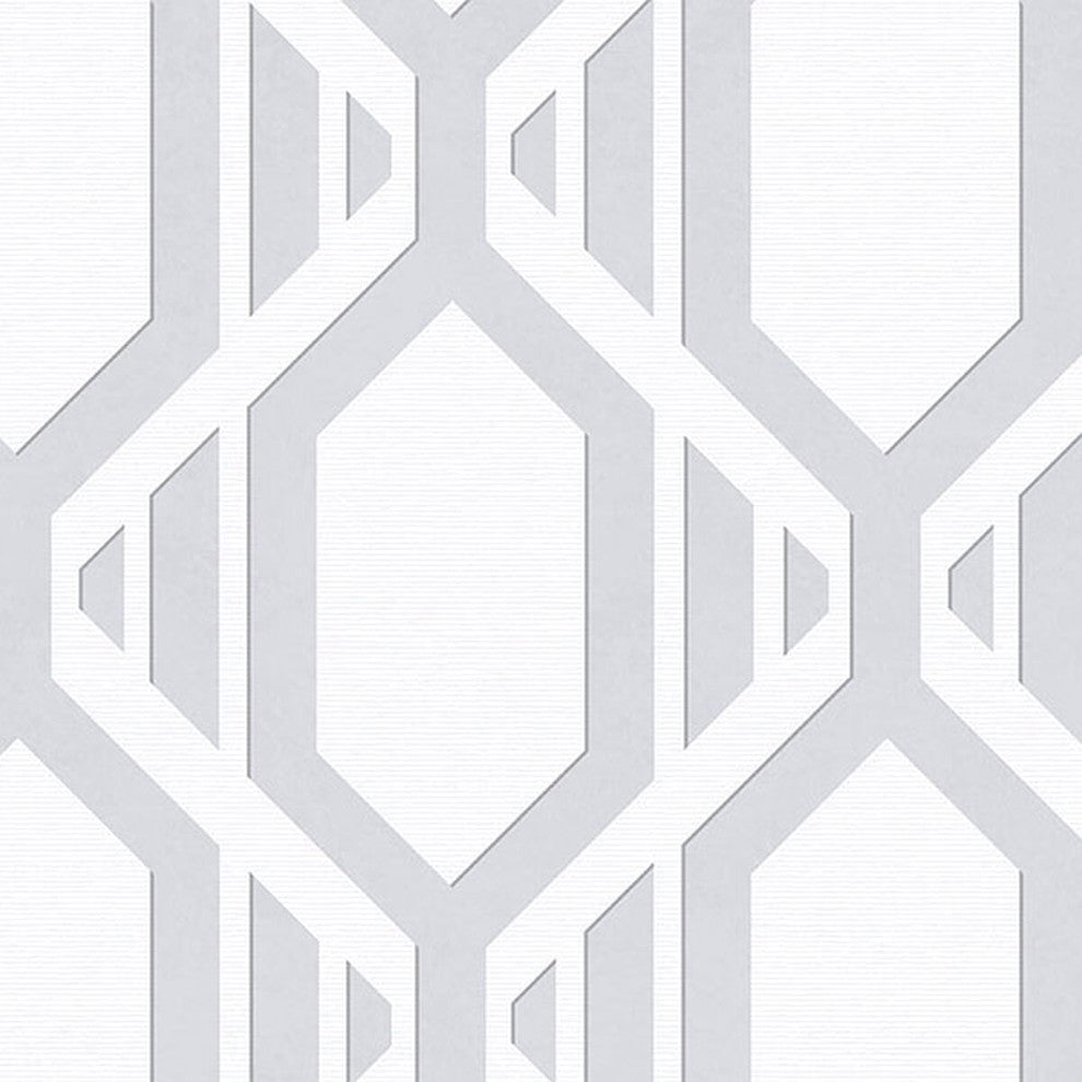 Shades, Damask Geometric Graphic White, Gray Wallpaper Roll