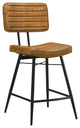 Partridge Leather Upholstered Counter Stools, Footrest, Set of 2, Camel
