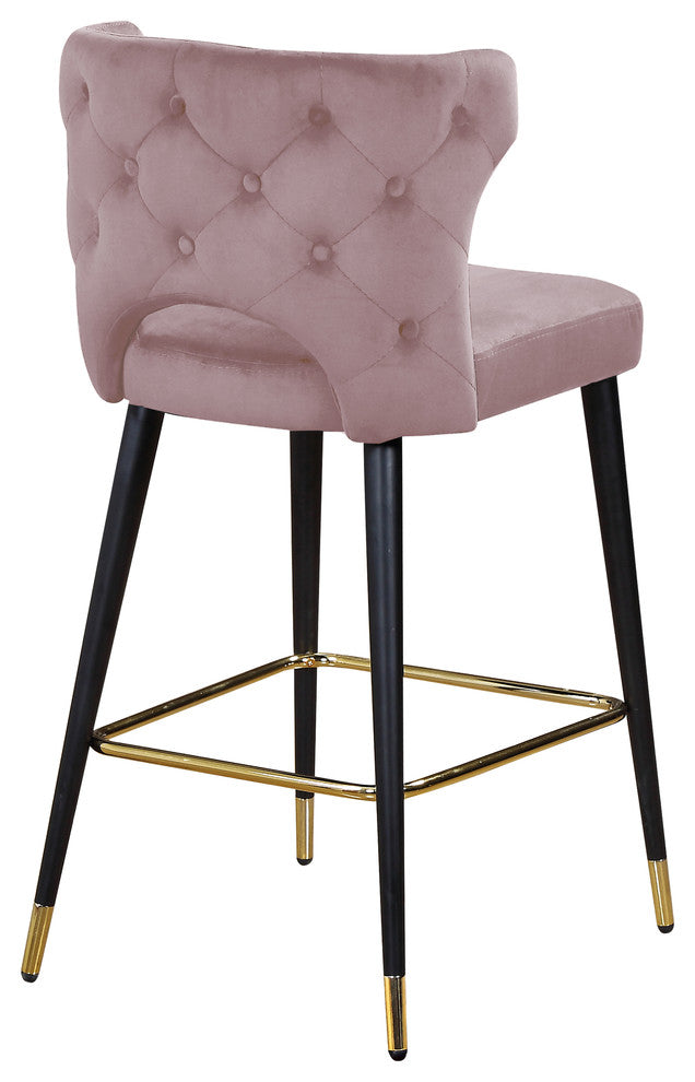 Kelly Velvet Stool (Set of 2), Pink