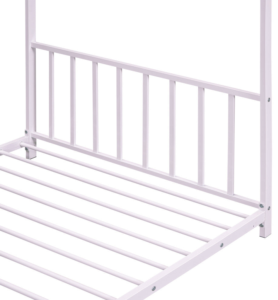 Gewnee Twin Size Metal House Platform Bed, Pink