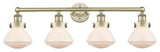 Olean 4-Light 34" Bath Vanity Light, Antique Brass Finish, Matte White Shade