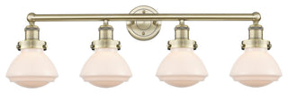 Olean 4-Light 34" Bath Vanity Light, Antique Brass Finish, Matte White Shade
