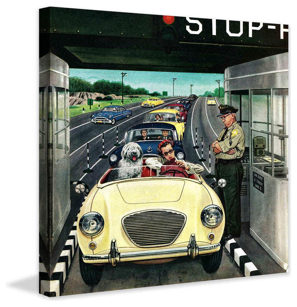 "Stop and Pay Toll" Painting Print on Canvas by Stevan Dohanos