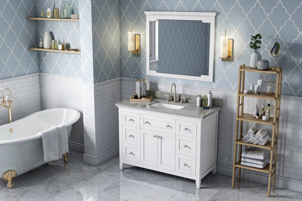 Chatham Traditional 48" White Single Sink Vanity, Steel Grey Cultured Marble Van