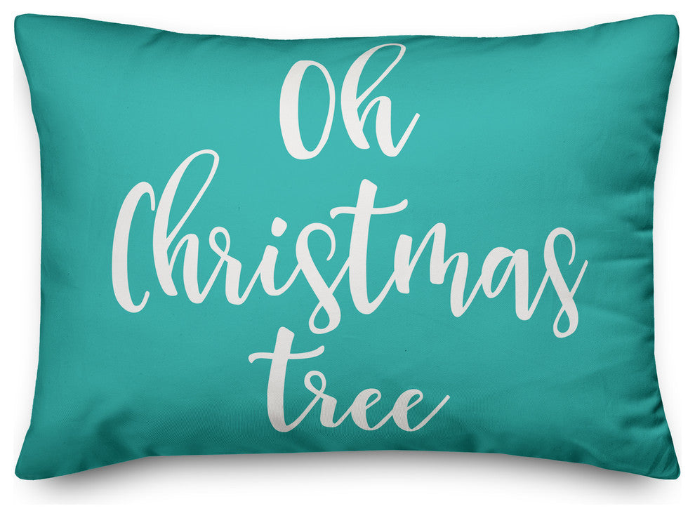 Oh Christmas Tree, Teal 14x20 Lumbar Pillow
