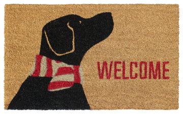 Red Machine Tufted Welcome Dog Doormat, 18" x 30"