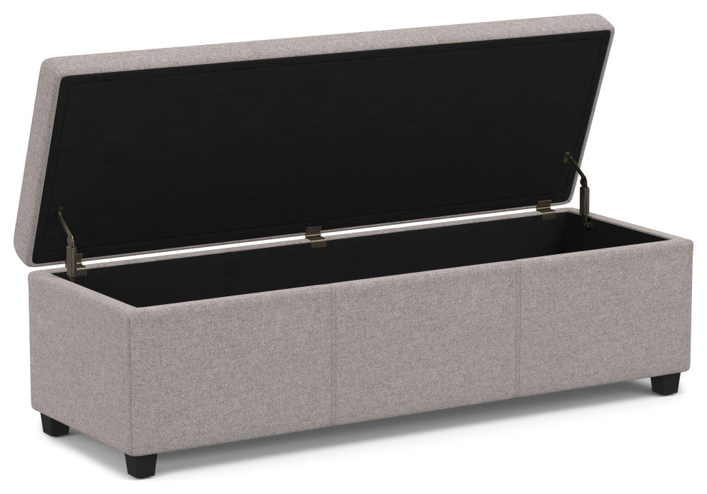 Avalon Extra Large Storage Ottoman Bench, Cloud Grey