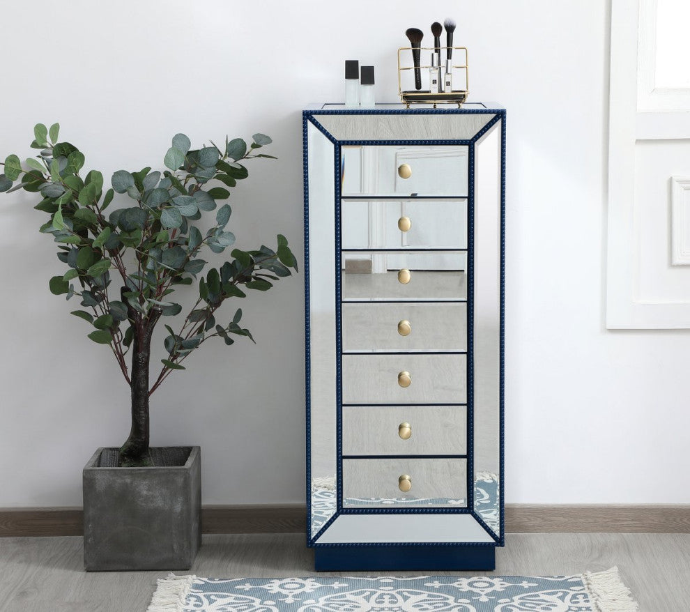 Ruby 18" Mirrored Lingere Chest, Blue